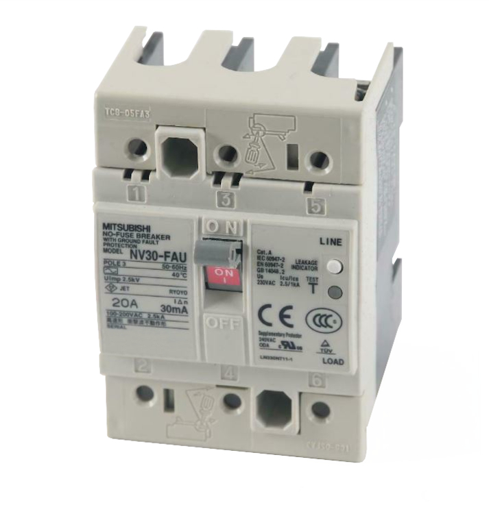 NV30-FAU 3P 20A 100-240V 30MA W | Earth Leakage Circuit Breaker